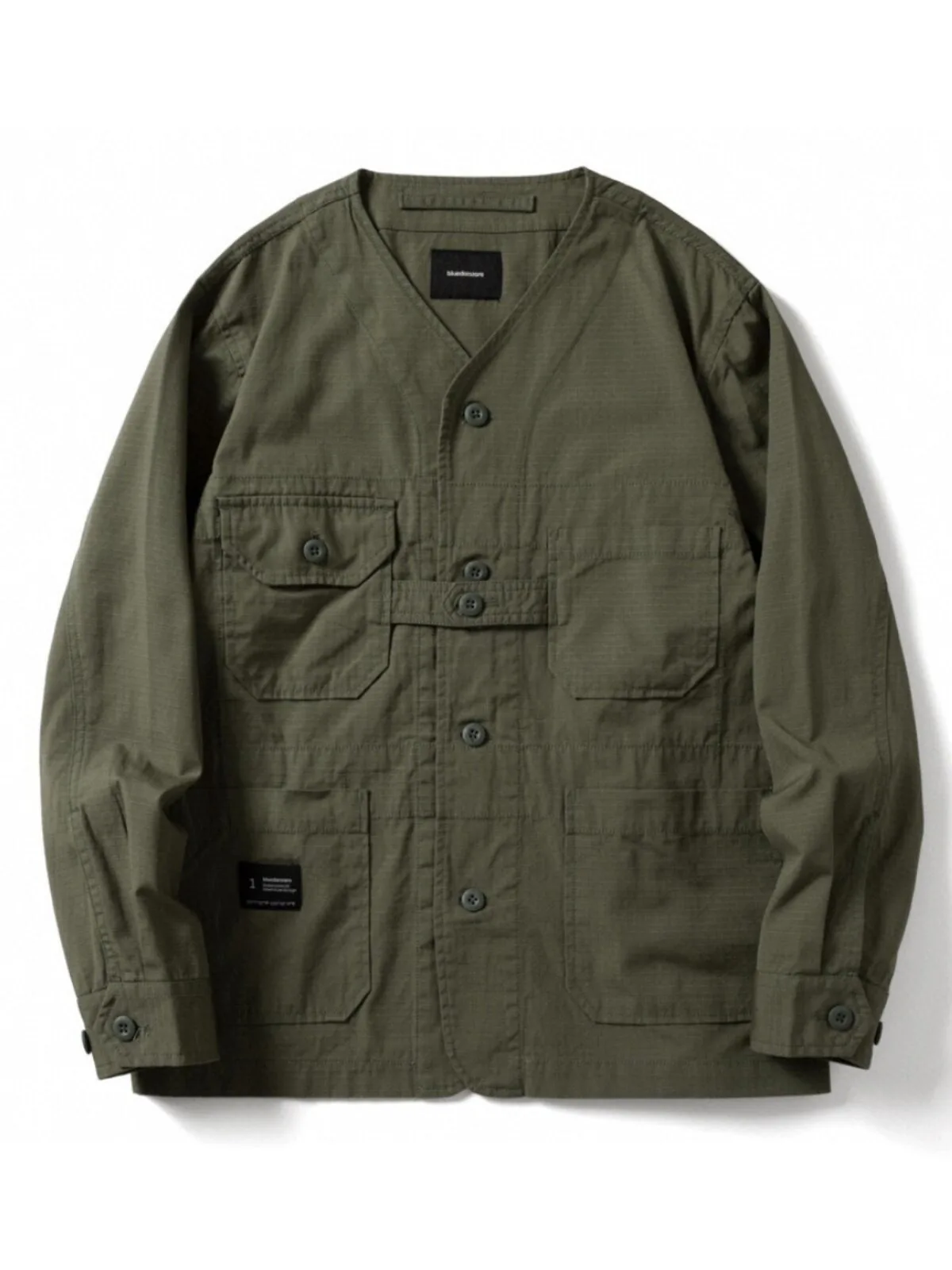 

23AW Autumn Japanese Coats with No Collar Multiple Pockets Loose Outdoor Casual Jacket Trendy Men's Retro Style