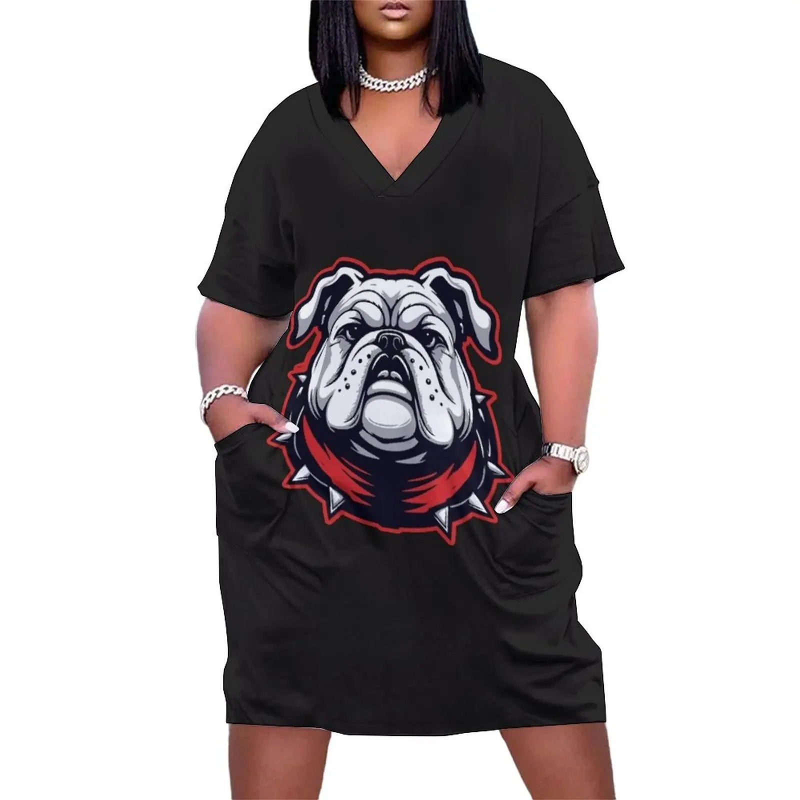 Bulldog Loose Pocket Dress dress party night Dress women Women's