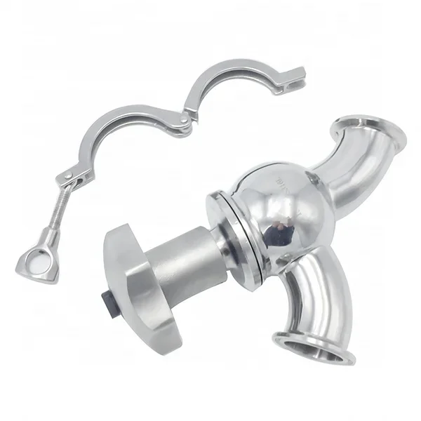 Food Grade Sanitary Stainless Steel SS304 Manual Tri Clamp Elbow Type Angle Valve Fluid Flow Control Regulating Valve