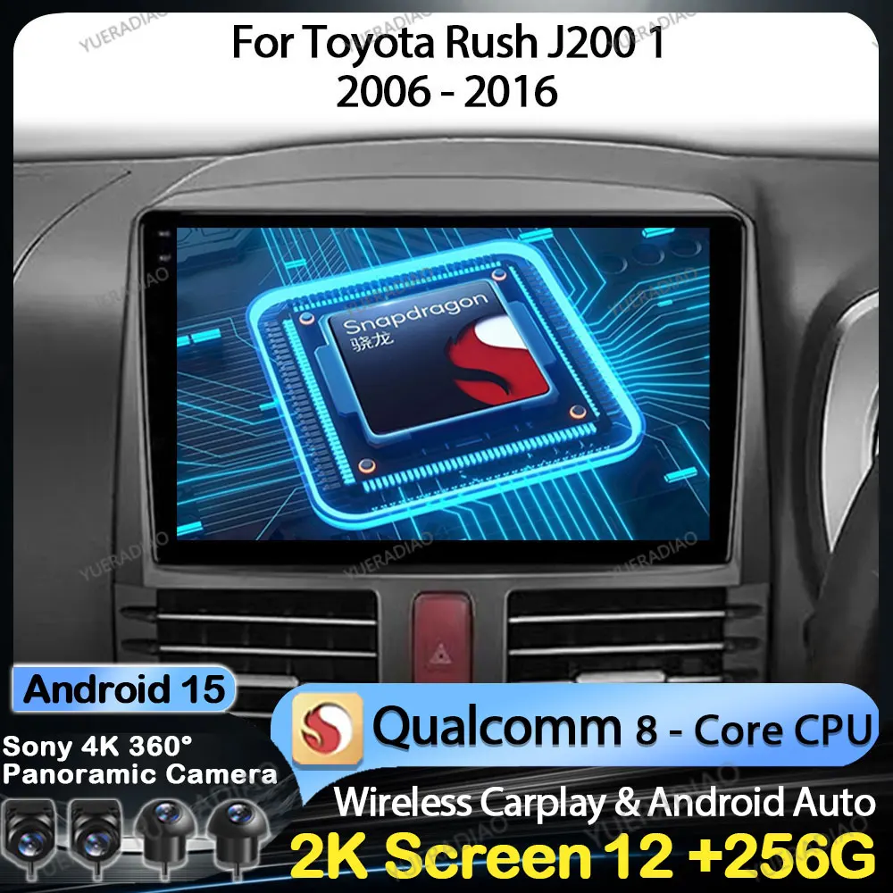 

Android 15 Car Radio For Toyota Rush J200 1 2006 - 2016 BT Head Unit Multimedia Video Player QLED 4G LTE 5G WIFI Qualcomm 2DIN