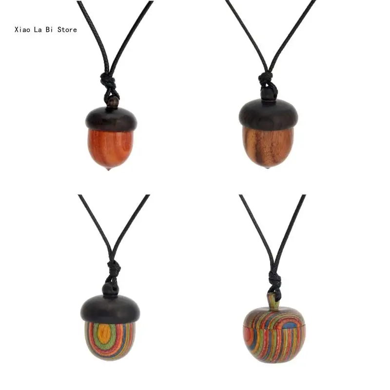 Creative Screwable Acorn Pendant Wooden Box Necklaces Pine Cone Acorns Choker XXFD