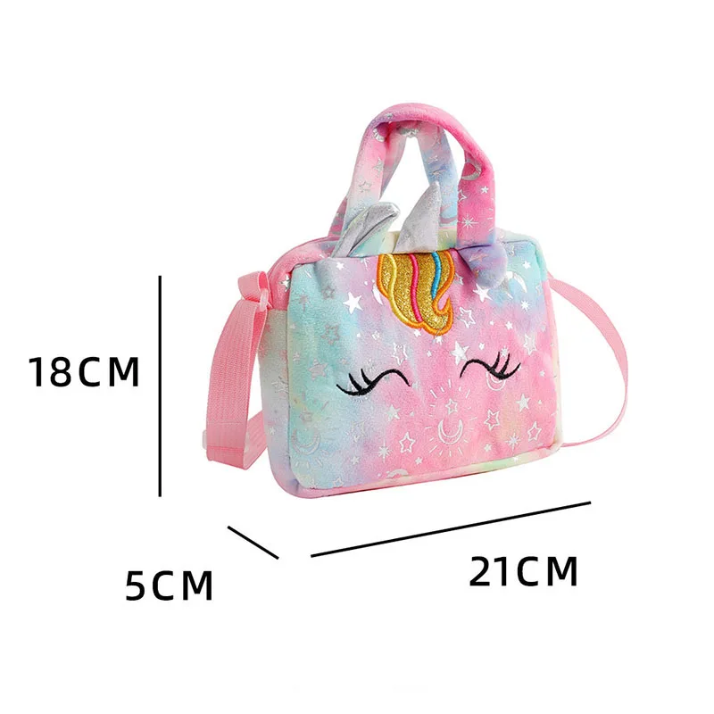 Tas selempang bahu tunggal Unicorn mewah, tas tangan perjalanan dompet koin untuk anak perempuan, tas penyimpanan hadiah siswa Lucu 1 buah