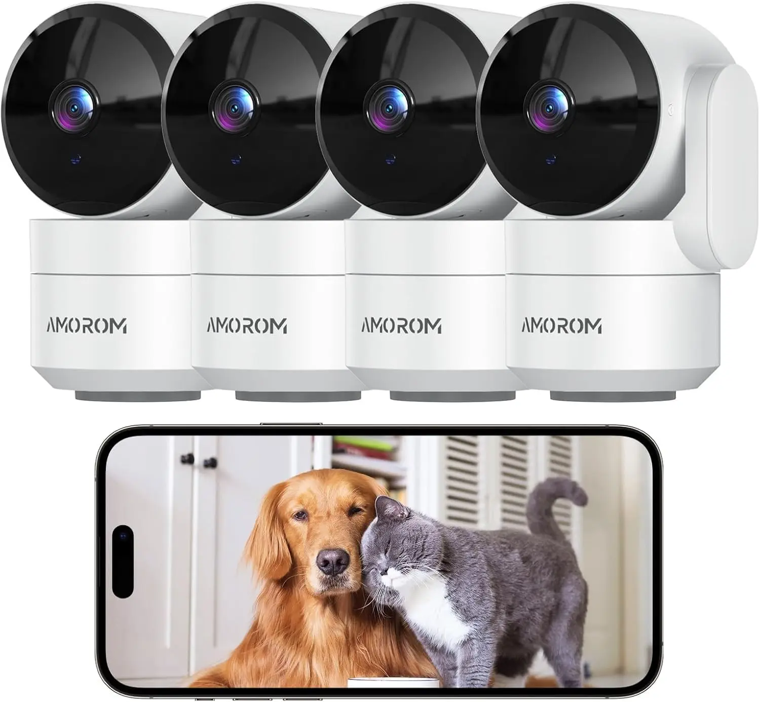 

360° Indoor Security Camera with Night Vision, Motion Detection, 2-Way Audio, Alexa/Google Compatible, 4-Pack