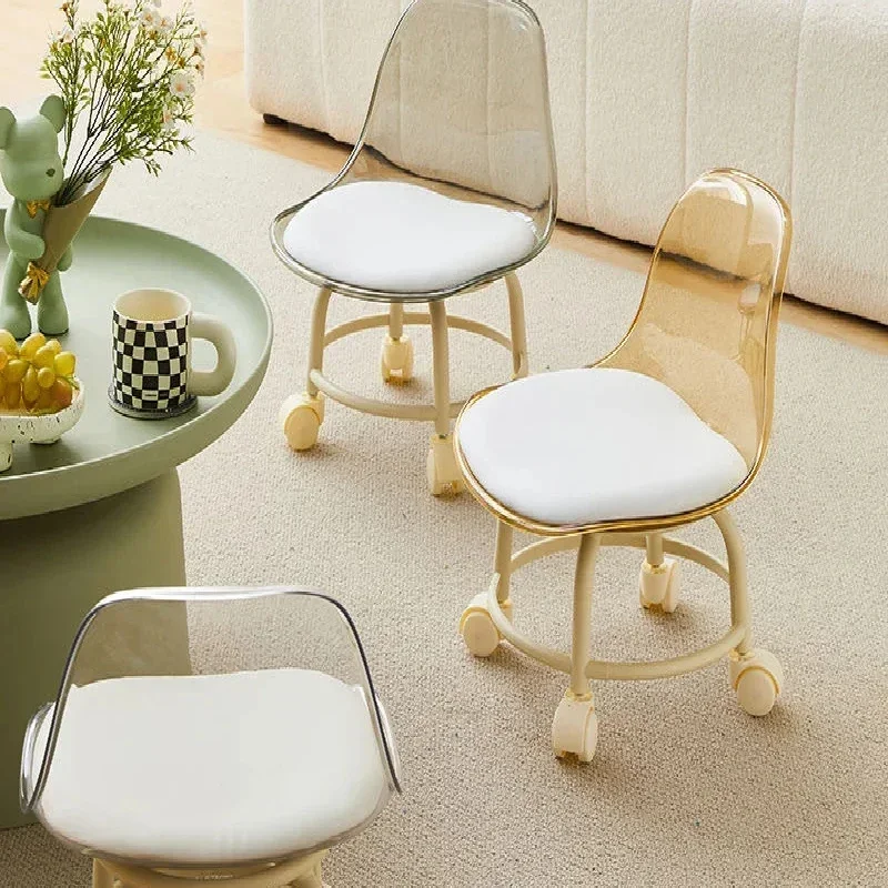 

Acrylic Small Stool, Silent With Universal Wheels, Children's , Internet Celebrity Small Chair, Pulley Low ,