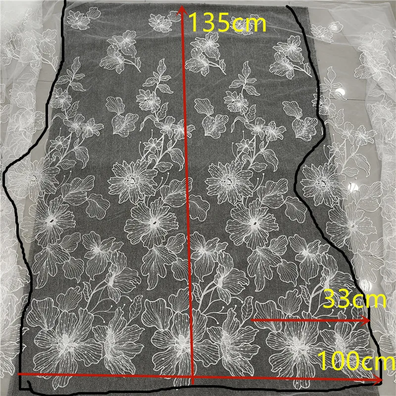 

Кружевная ткань для свадебных платьев, фаты и вечерних нарядов, 5 видов, с вышитыми белыми цветами, для шитья и рукоделия