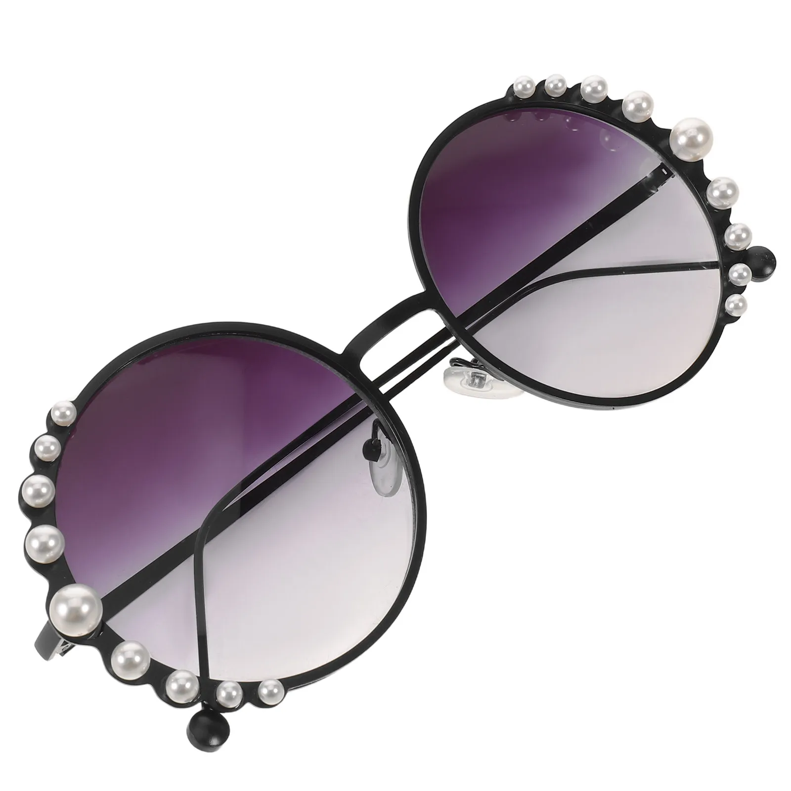 Pearl Frame Sunglasses Women Round Metal Circle Glasses Uv Protection Stylish Vintage Eyewear for City Walks Festival Summer