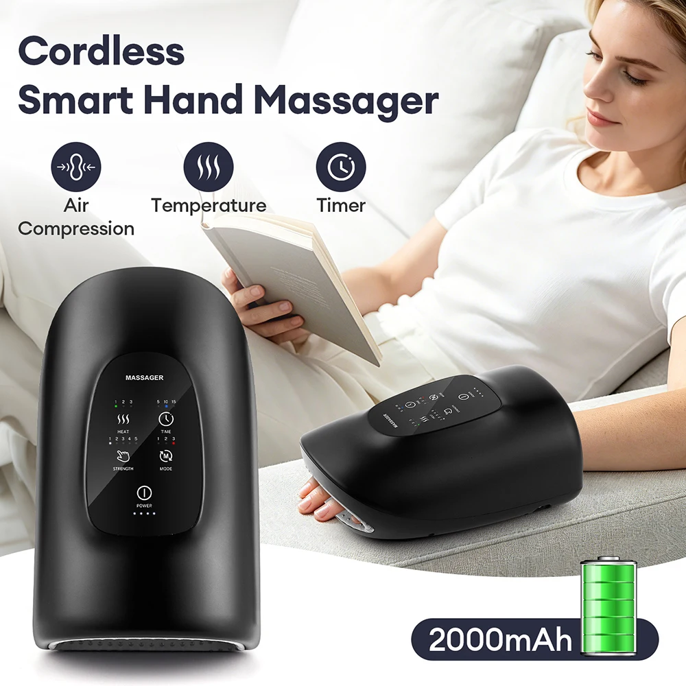 Smart Hand Massager Air Pressure Kneading Acupoint Massager Airbag Palm Relaxation Massage Glove Hot Compress Finger Masajeador