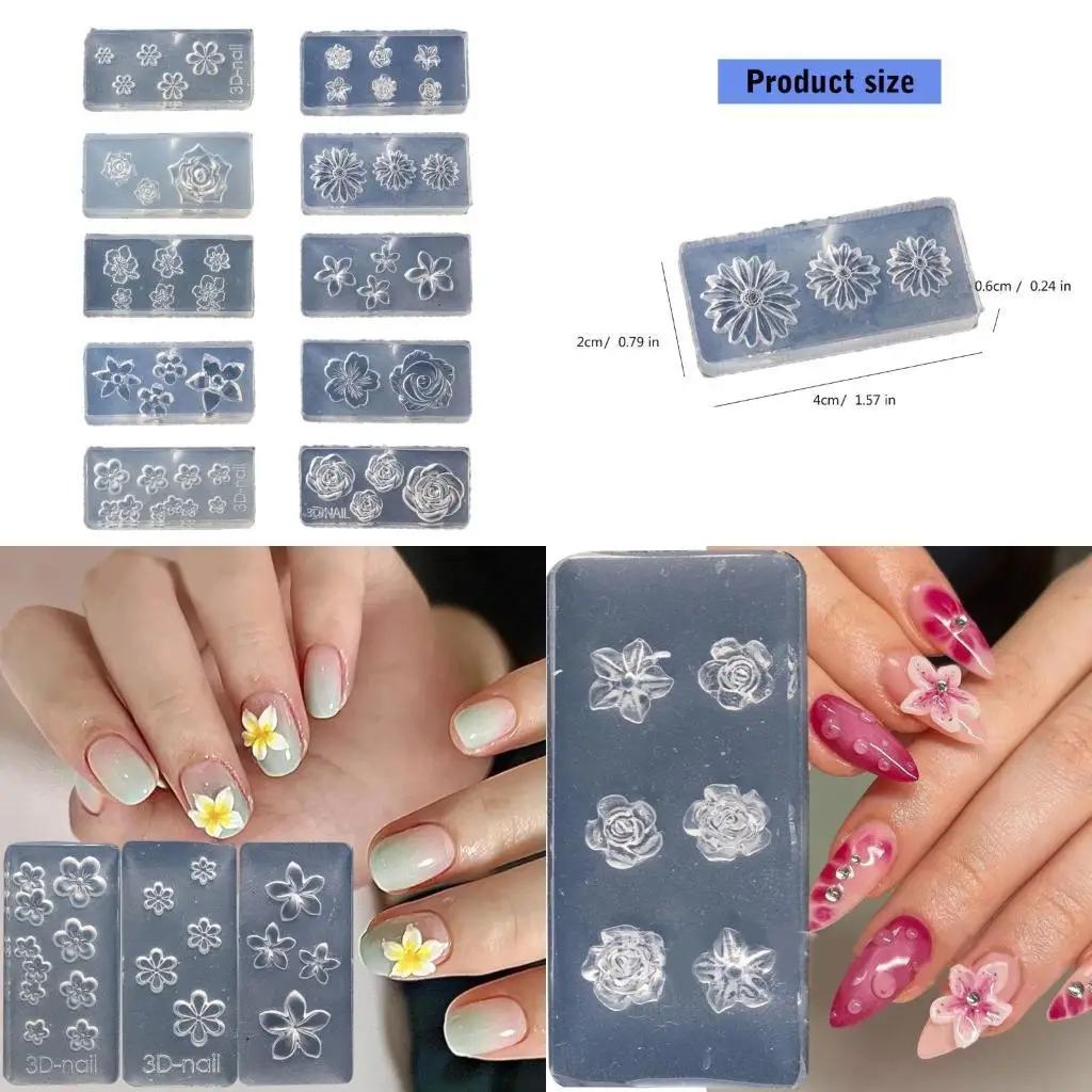 10PCS Flower Art Silicone Mold Manicure Training Tool Professional Manicure Supplies Perfect for Any Occasion