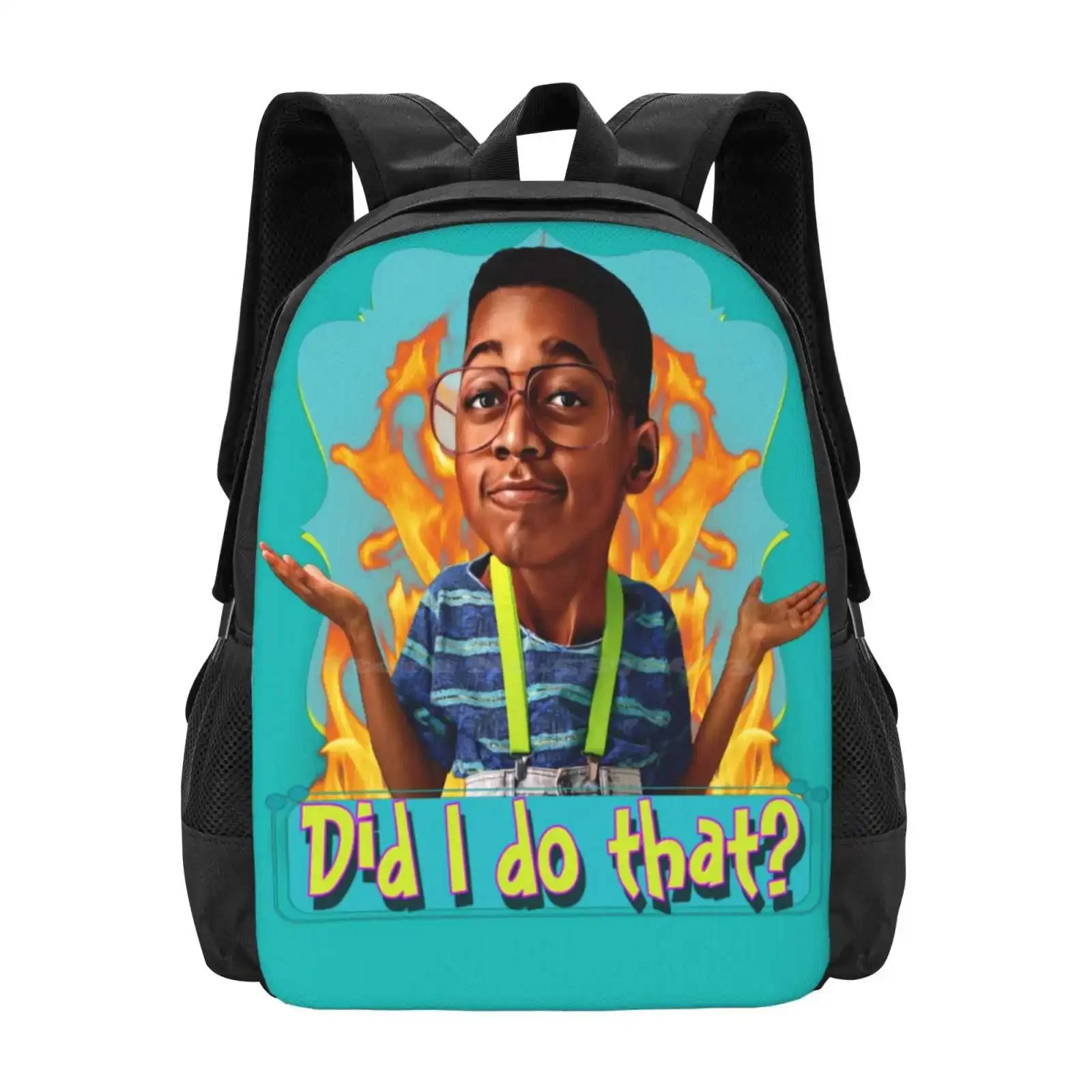 

Steve Urkel-Did I Do That  Large Capacity School Backpack Laptop Bags Steve Urkel Family Matters Jaleel White Sitcom Fire