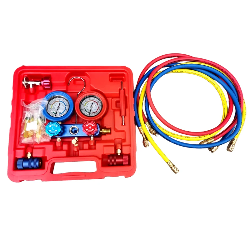 Juego de manómetros de colector, herramienta de diagnóstico Manómetro R134a R22 R410a R404a para piezas de automóvil de Gas refrigerante de aire acondicionado de CA