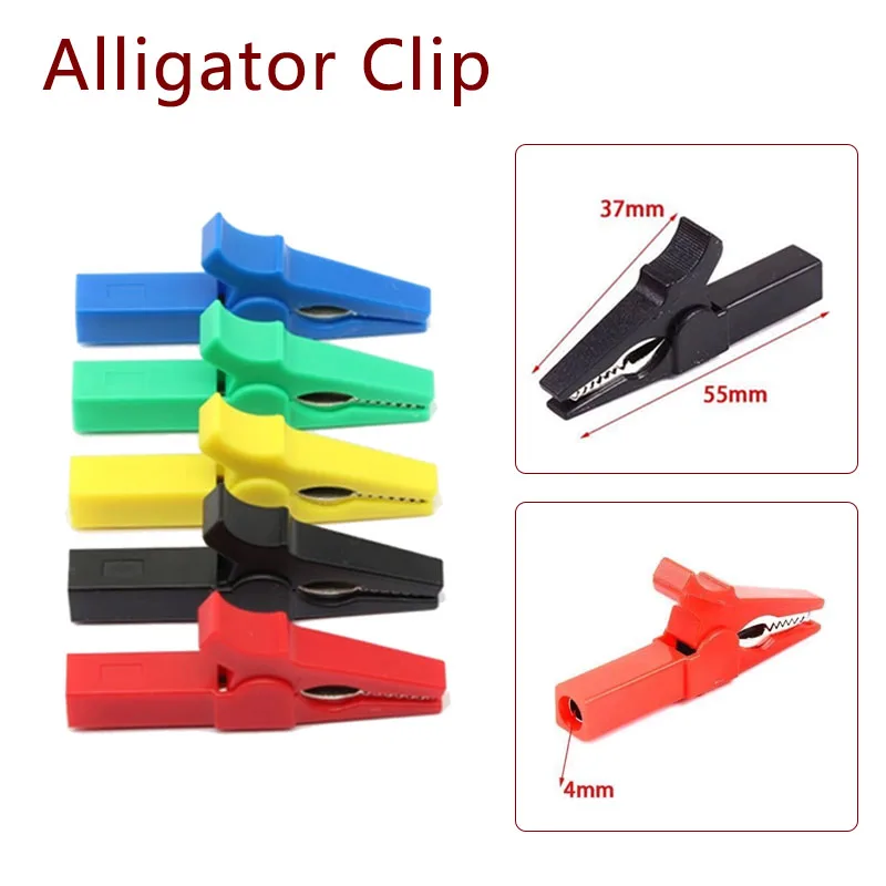 

4mm Multimeter Pen Cable Probes Alligator Clip 55mm Battery Test Crocodile Clamp Connector for Banana Plug Alligator Clip 6pcs