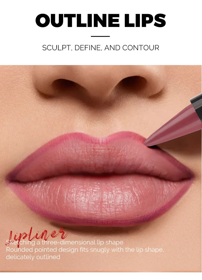 2IN1 LIP LINER & LIP STICK – เนื้อด้าน กันน้ํา ติดทนนาน ลิปคอนทัวร์ที่แม่นยํา ใช้งานได้อย่างราบรื่น คําจํากัดความที่สมบูรณ์แบบ