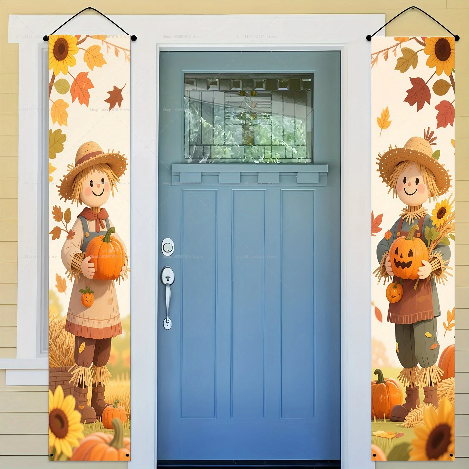 Home Decor Nearby - Herbstkürbisse, Ahornblatt-Banner, Thanksgiving-Dekorationen, Couplets, Veranda, Willkommensschild,