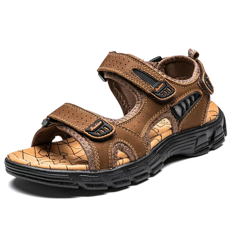 

Brand Classic Mens Sandals Summer Genuine Leather Sandals Men Outdoor Casual Lightweight Sandal Fashion Men Sneakers Size 38-46