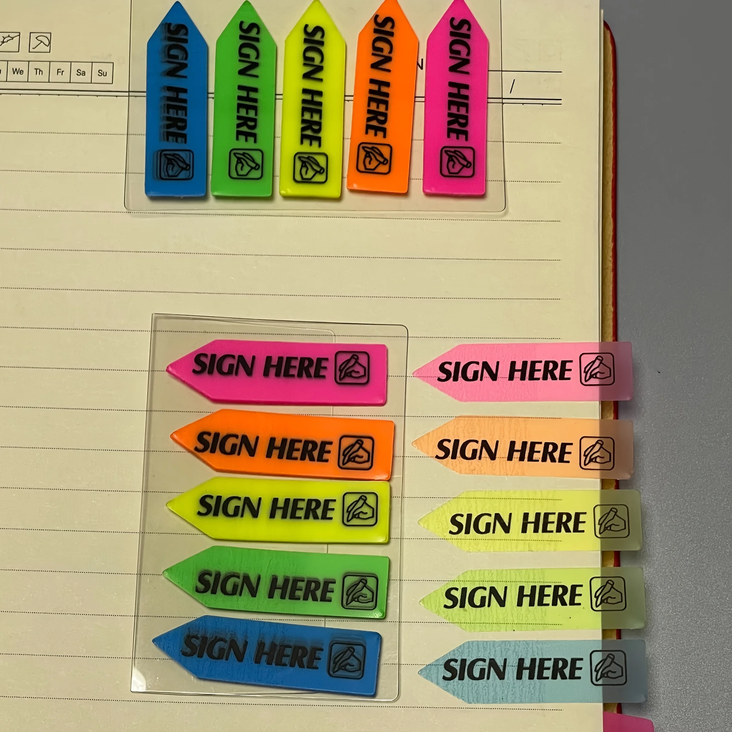 100/500 sheets 'Please Sign Here' Sticky Notes - Transparent, Colorful Index Tabs for Contracts & Documents, Strong Adhesive, Re view 5