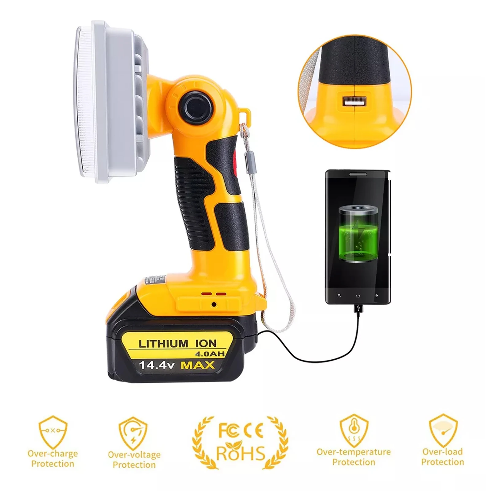 أدى ضوء العمل لديوالت ، ضوء العمل العمودي ، أداة كهربائية ، ضوء الطوارئ ، 4200LM ، 40W