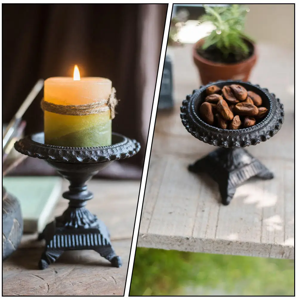 

1Pcs Cast Iron Candlestick Vintage Holder Retro Creative Decorative Candleholder for Home Office Party Festival Use