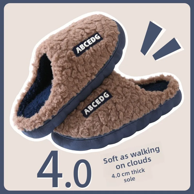 

Женские зимние хлопковые тапочки, мужские домашние тапочки для использования в помещении, противоскользящие, теплые, парные, модные, с узором, на подошве из ПВХ