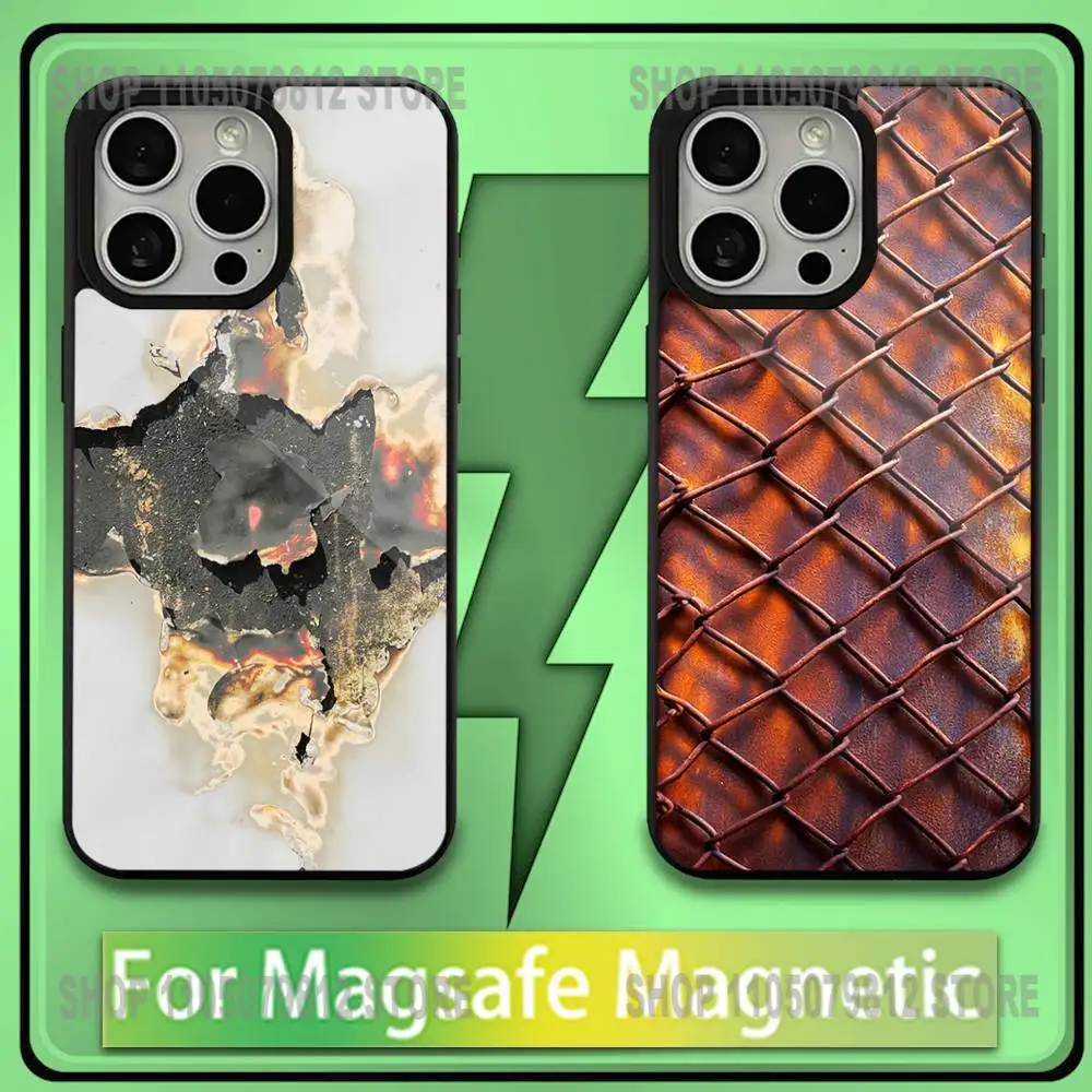 

Чехол для телефона iPhone 17,16,15,14,13,12,11, Plus, Pro, Max, Мини-ретро индустриальный стиль, ржавый мягкий магнитный чехол с беспроводной зарядкой