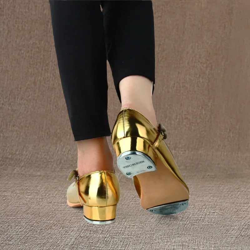 XIHAHA جديد إمرأة الحنفية أحذية الرقص لامعة بولي Leather جلد امرأة لامعة ربطة القوس فيونكة الاطفال الحنفية أحذية المعلم مرحلة الرقص الفتيات الأحذية #4