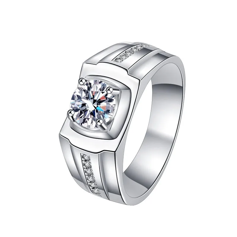1ct 6.5mm D Color Moissanite Engagement Ring for Women 925 Sterling Silver Gold Plated Solitaire Rings Wholesale