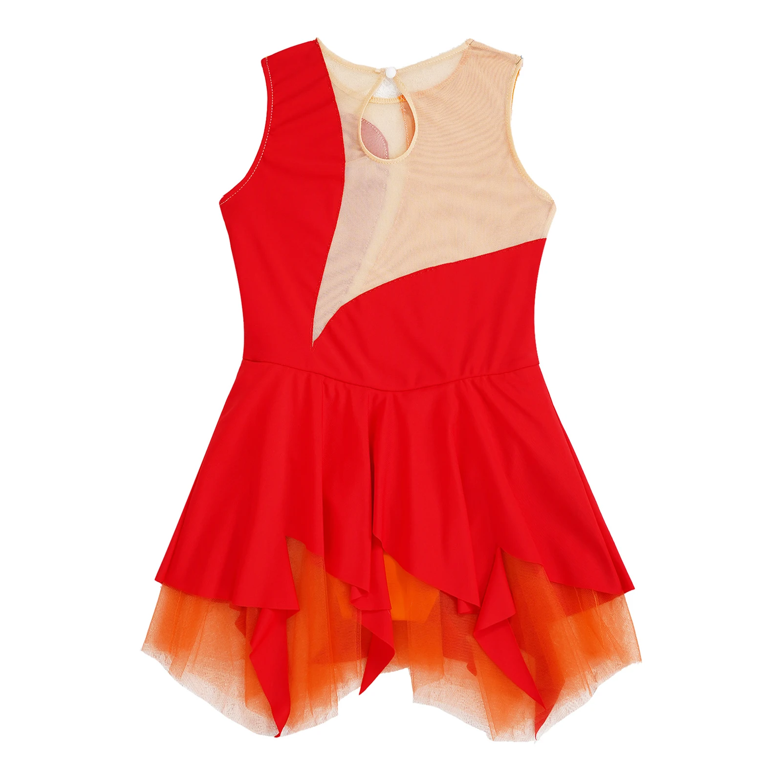 Robe de Patinage sur Glace pour Fille, Justaucorps en Tulle, Costume d'Entraînement AqBallroom, pour Enfant