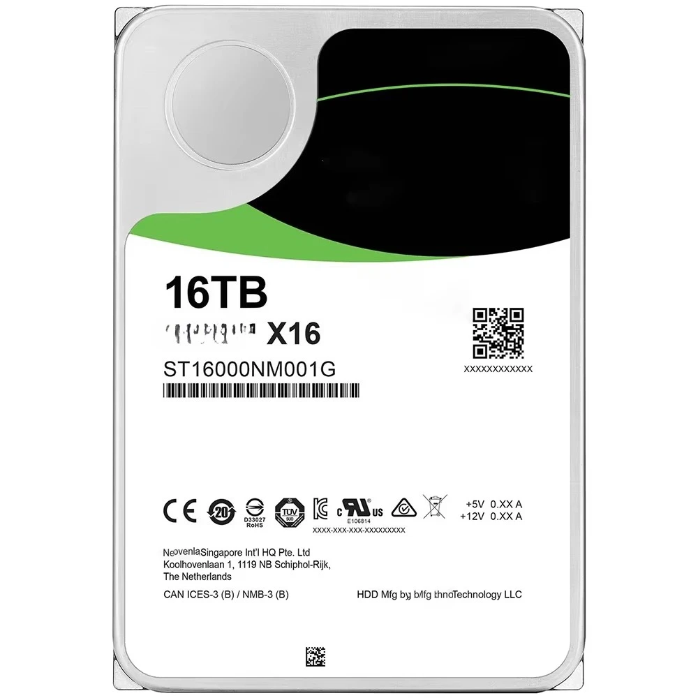 Exos X16 ST16000NM001G 16TB Enterprise HDD SATA 6Gb/s 7200RPM 256MB 3.5 Inch Internal Hard Drive for Server Data Center Storage