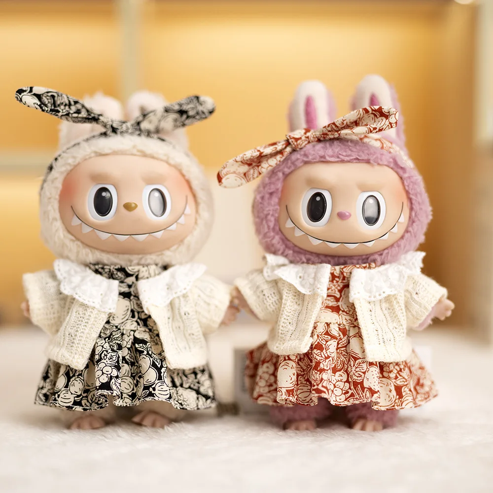 

For 15/17cm Mini Labubu Dolls Clothes Outfit Coat Skirt Dress Up Doll Accessories Changing Dress Game Idol Doll Toys in Stock