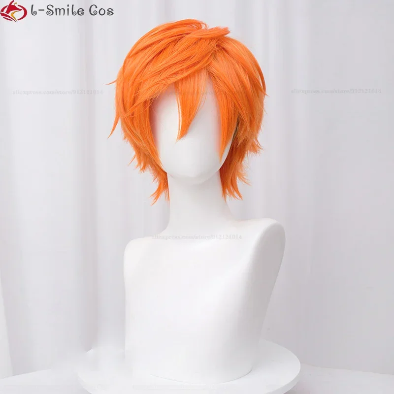 High quality 30cm orange Green Pink Red many colors short hair for boy woman synthetic heat hair Halloween anime Colourful wigs