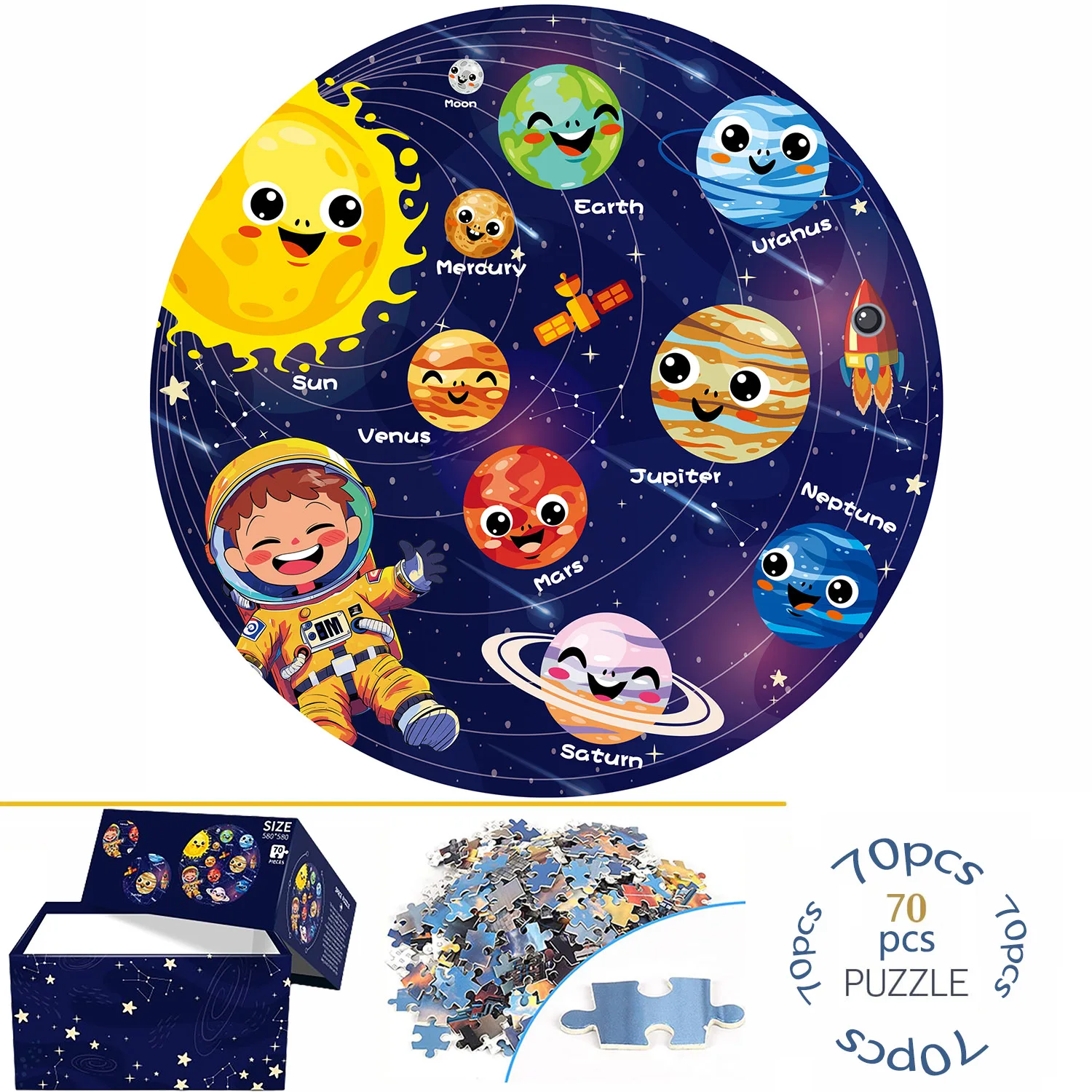 70 Pieces Space Jigsaw Puzzles for Adults Home Decor Games Family Fun Floor Puzzles Educational Toys for Kids