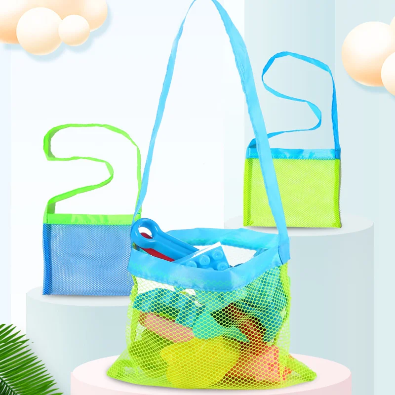 Kids Mesh Beach Bag Crossbody Toy Mini Storage Pouch Children Shell Collecting Organizer Foldable Ultralight Bag Kids Travel Use