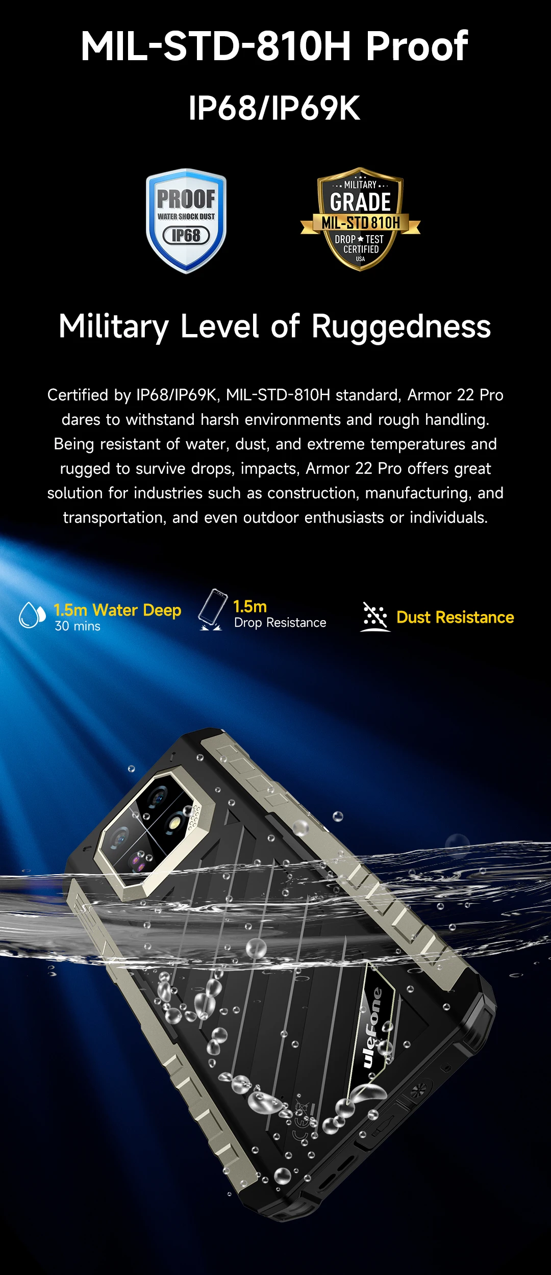 eSIM Ulefone Armor 22 Pro Rugged Phone Android 16 MTK G200 128GB/256GB Global Version Waterproof Shockproof Outdoor Smartphone