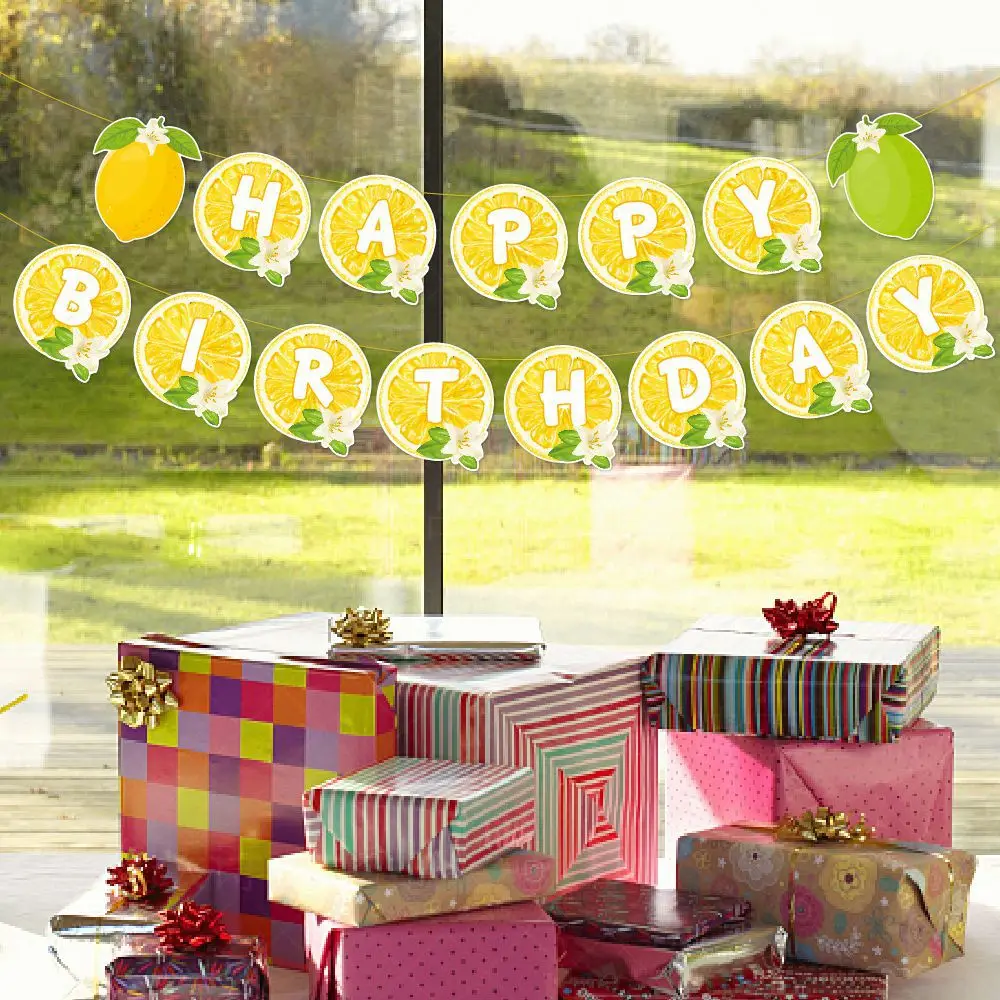 Lemon Banner Citrus Lemonade Lemon Happy Birthday Banner Decorations Yellow Birthday Summer Party First Bday Bridal Shower Decor