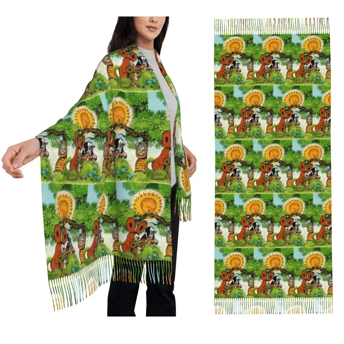 

Mole Krtek, милый маленький шарф Maulwurf, шарфы с кисточками, женские мягкие теплые шали и накидки, длинная осенне-зимняя шаль