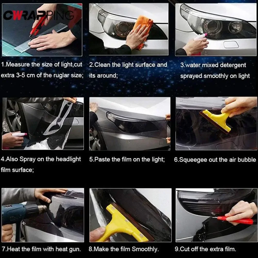 Red Car Light Film Fog Light Headlight Taillight Tint Vinyl Decal Sheet Sticker Auto Body Film Cover Universal Car Accessories image 6