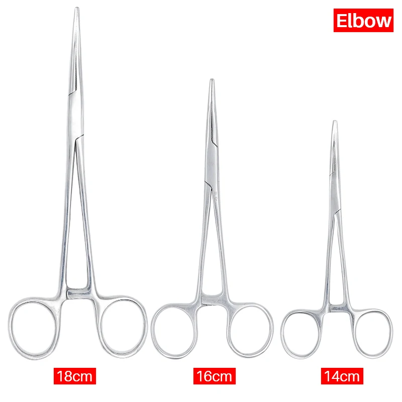 1pc Stainless Steel Hemostatic Clamp Forceps Curved/Straight Tip Locking Clamps 14/16/18cm Dental Surgical Tools