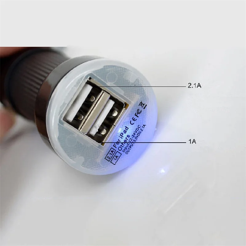 USB Mini Car Charger White Double Port For iPhone Samsung MP3 MP4 Digital Cameras Charger Car Adapter Socket Cigarette Lighter