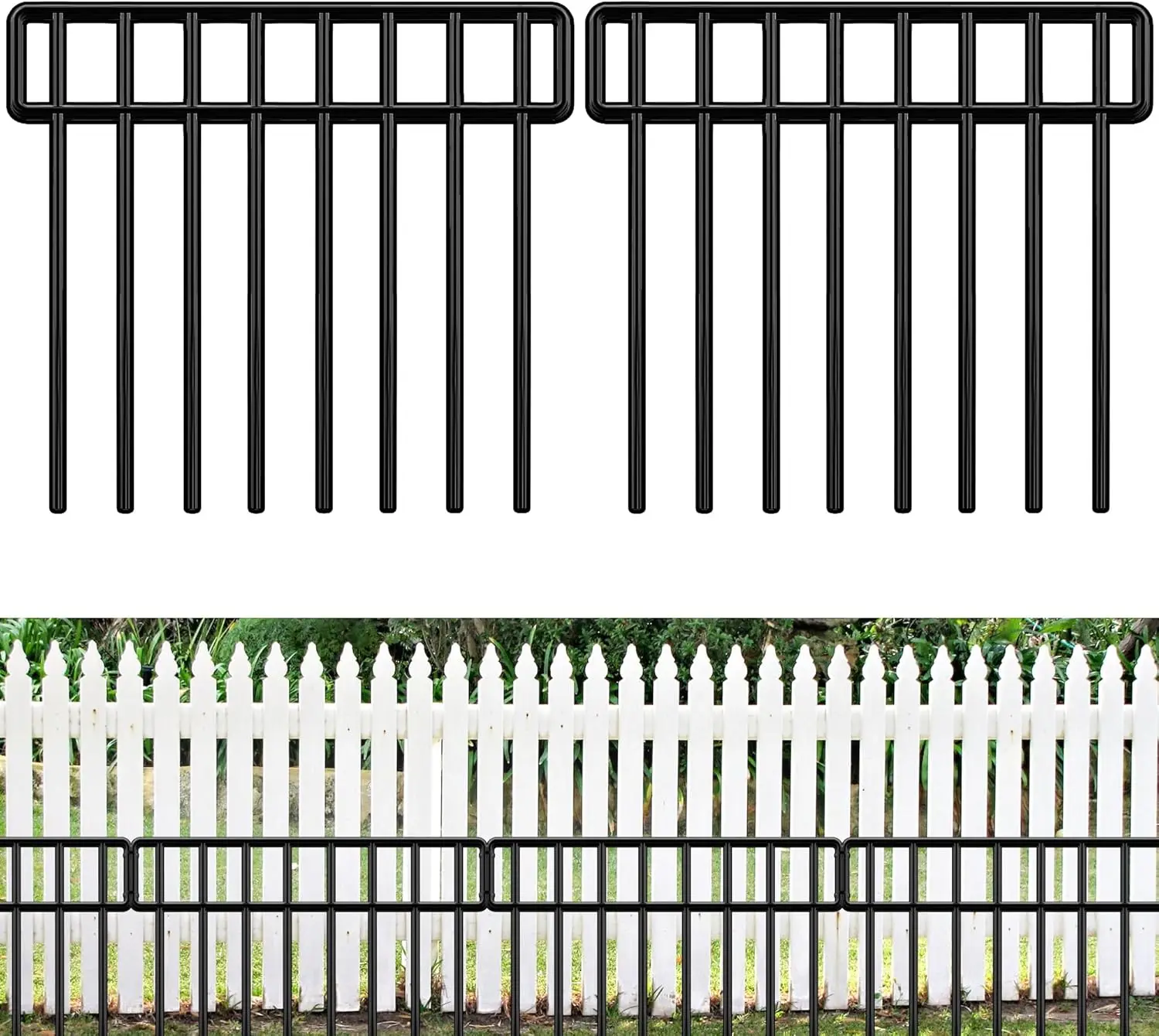 

20ft Metal Garden Fence Panels - 14 Pack No Dig Barrier for Dogs Rabbits Outdoor Yard Protection