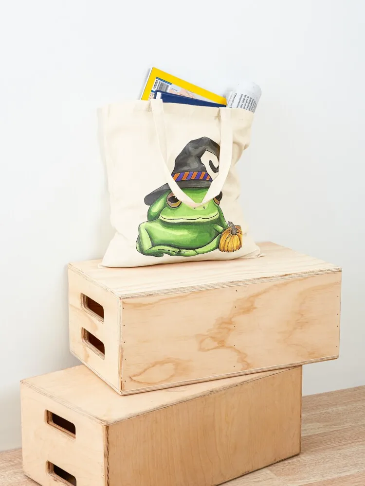 Spooky Frog Tote Bag Canvas bag for women custom fabric bag reusable shopping bags Shopper