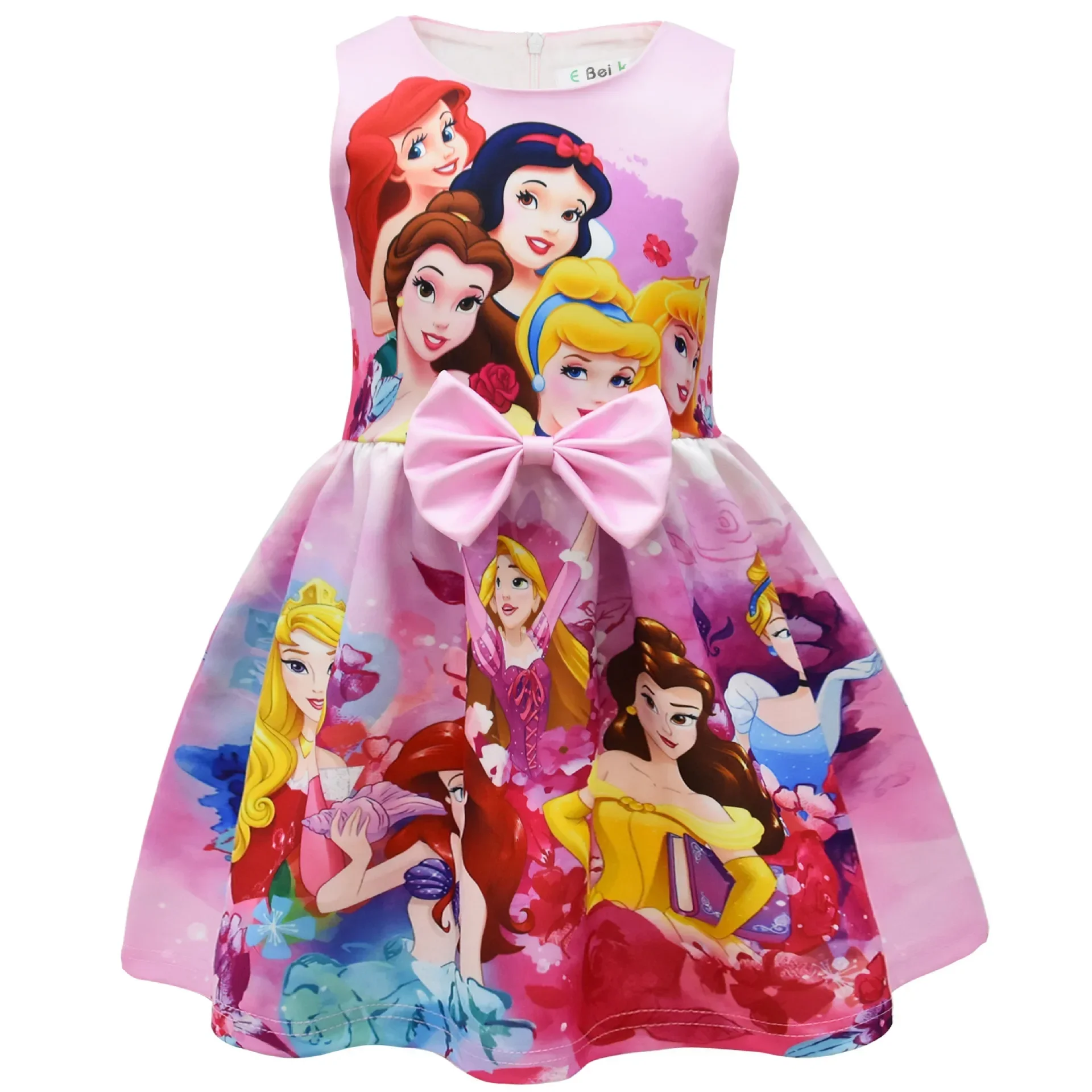 Camiseta de Disney, vestido para niñas, princesa sirena, Cenicienta, falda de princesa para niñas, vestido de princesa de Mickey Mouse sin mangas