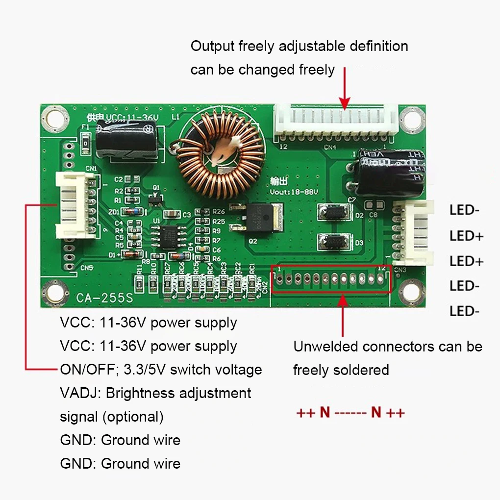 CA-255S 10-48 Polegada led lcd tv backlight placa de corrente constante CA-255 universal boost driver inversor placa intensificar módulo de potência