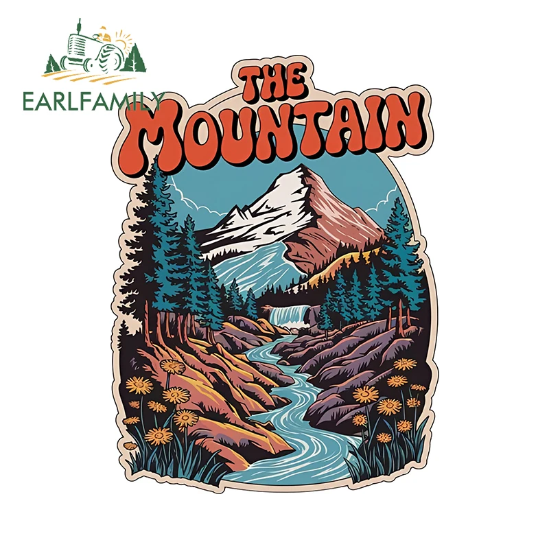 EARLFAMILY Beautiful Mountains Scenery Car Stickers Attractive Irregular Shape Design Decals Scratch-Proof Car Accessories