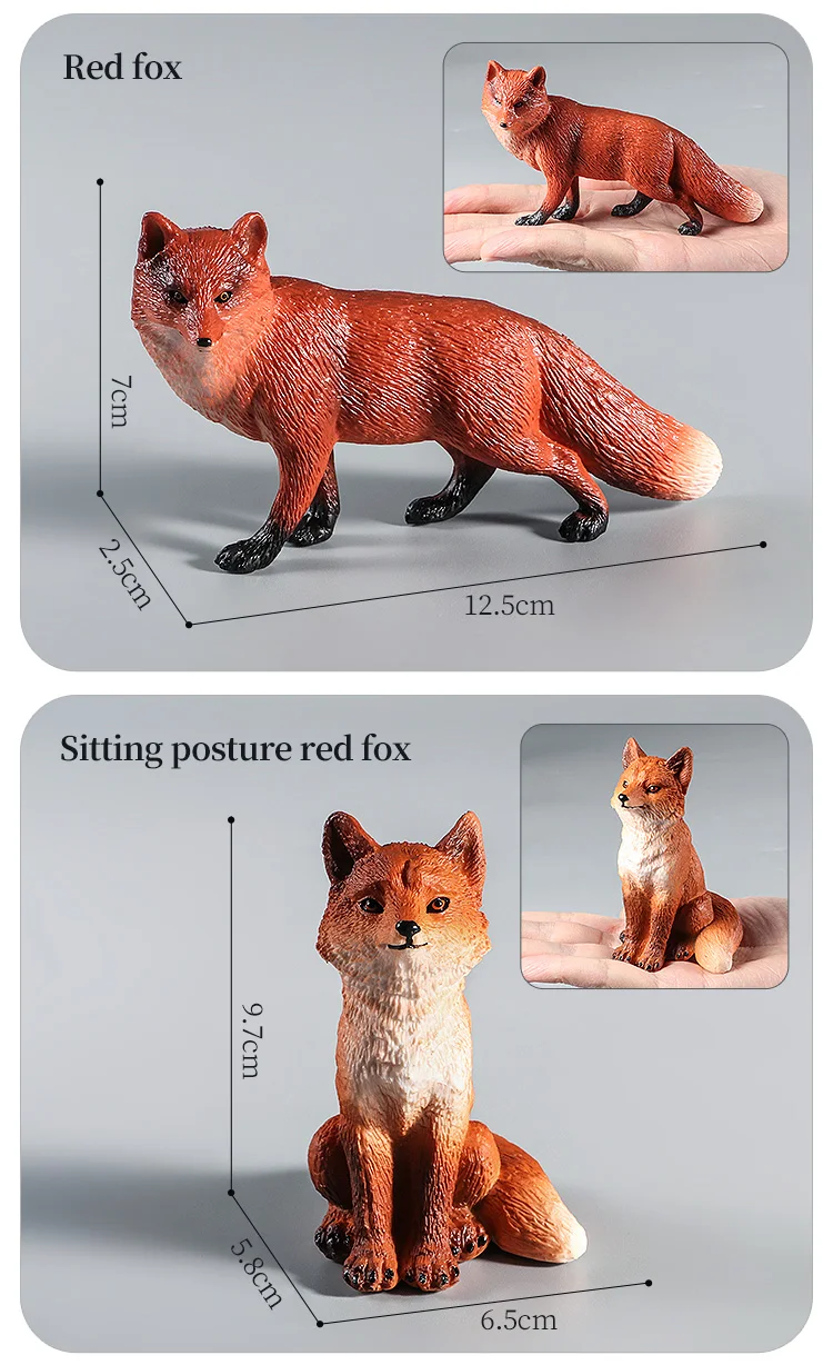 Lernspielzeug-Figuren-Set mit Waldtieren – Wolf, Fuchs, Hyäne, realistische Dschungel-Zoo-Tiermodelle, Weihnachtsgeschenk für Kinder – Detail 13