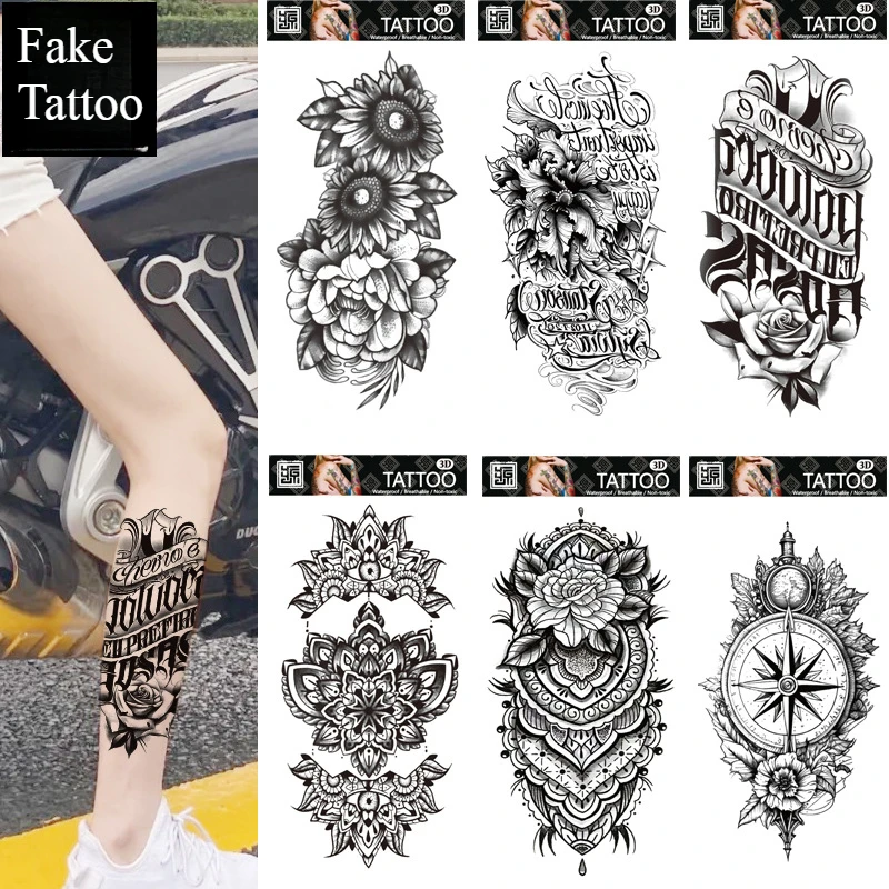 Wholesale Wolf Head Totem Arabic Temporary Tattoo Stickers fake anime tattoo