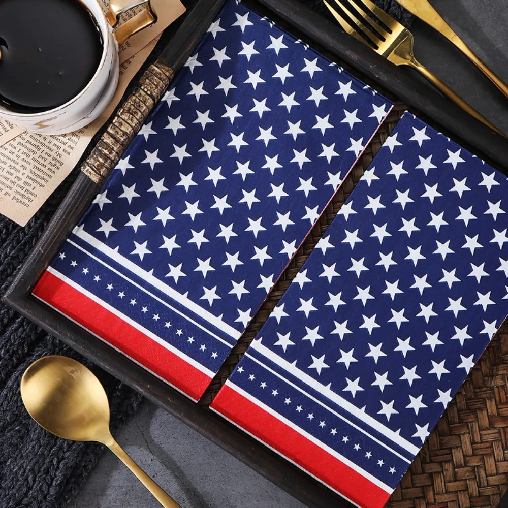 20pcs American Independence Day Paper Napkins Napkin Party Table Setting Paper Cafe Mouth Cloth for Anniversary Celebration