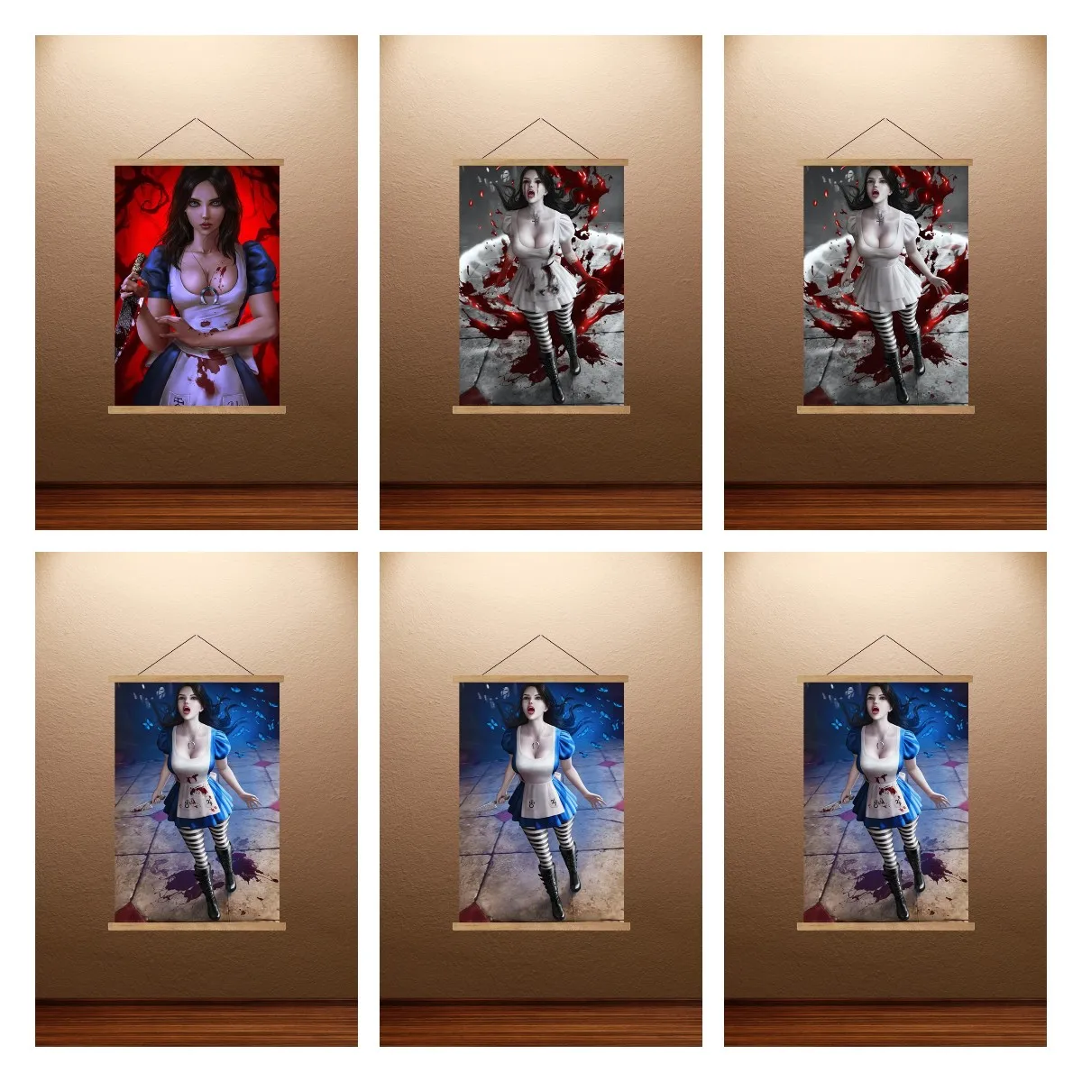 Alice Madness Returns Canvas Hanging Scrolls Dark Fantasy Game Art Prints Gothic Horror Posters for Bedroom & Gaming Room Decor