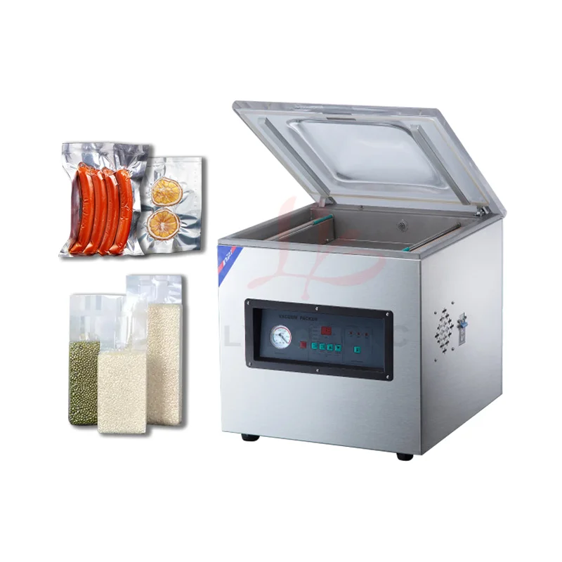 LY-400 Tabletop Vacuum Packaging Machine Vacuum Food Sealing Machine Double Seal Vacuum Packaging, Sealing Length 400mm