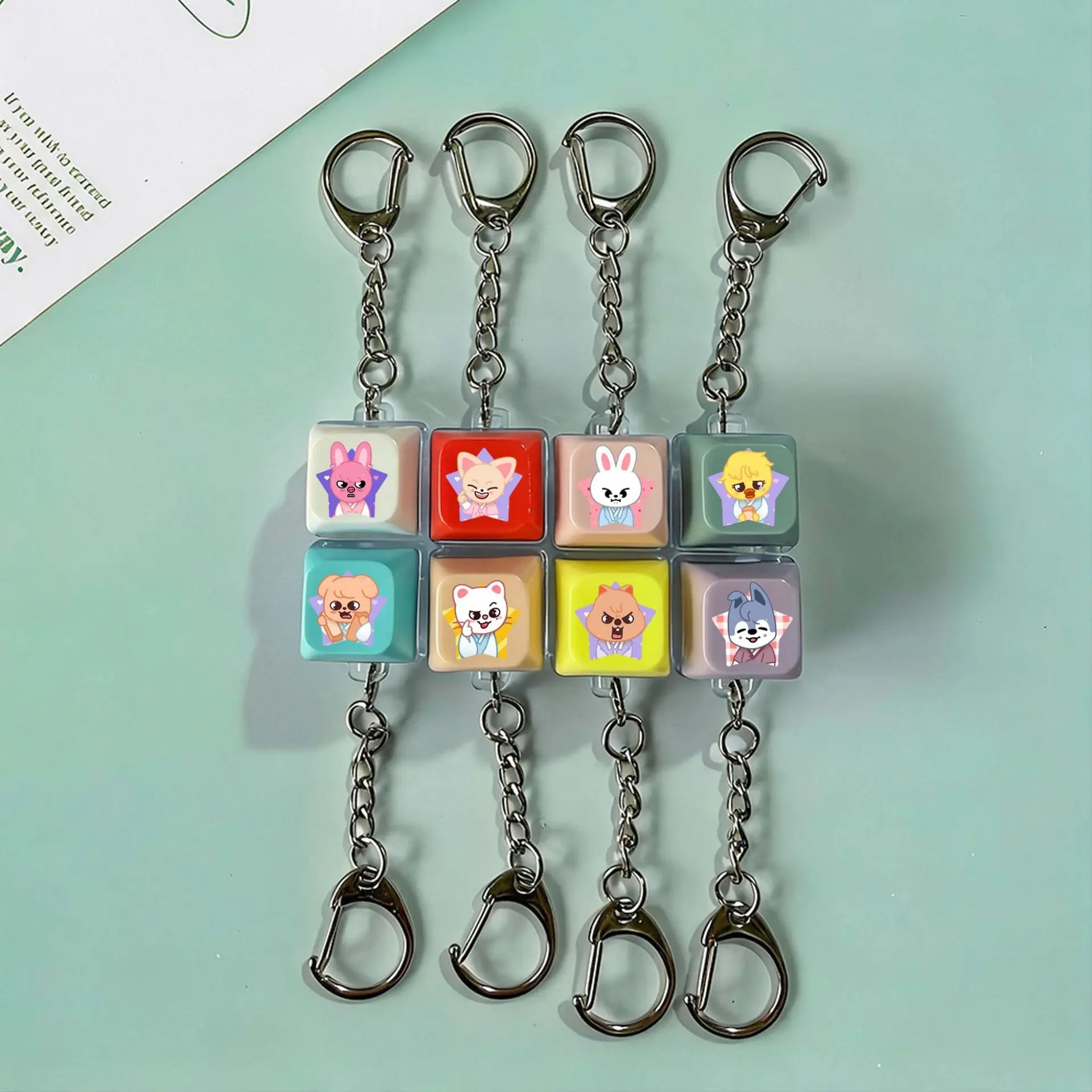 New Kpop Stray Kids Cartoon Keyboard Cap Keychain SKZOO Fang Can Li Minhao Han Zhi Felix Keyboard Cap Keychain Peripherals
