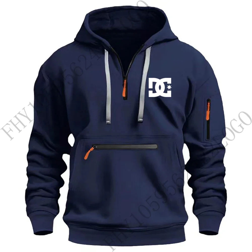 

Men's Spring and Autumn new fitness sweatshirt Outdoor long-sleeved loose printed casual zipper warm hooded pullover