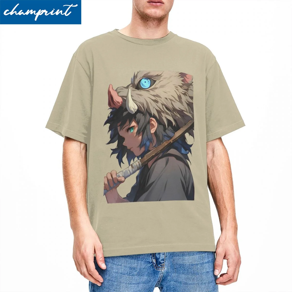 Inosuke Anime Demon Slayers T Shirt Men Women's Pure Cotton Creative T-Shirts Crew Neck Nezuko Tees Short Sleeve Tops Summer